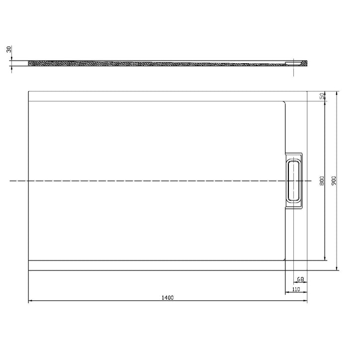 Scudo Azura Slate Rectangular Shower Tray with Integrated Waste - Matt White