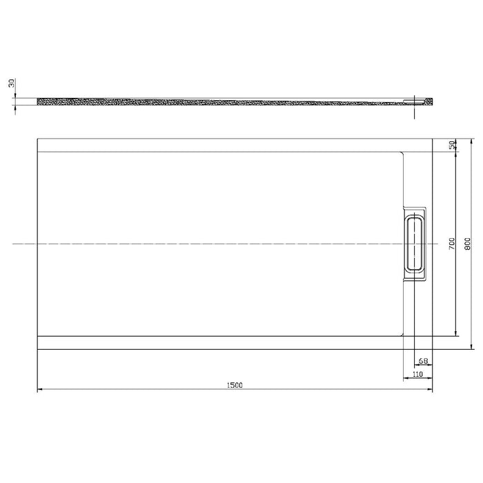 Scudo Azura Slate Rectangular Shower Tray with Integrated Waste - Matt White