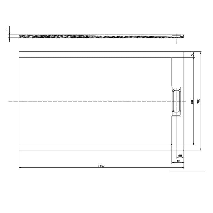 Scudo Azura Slate Rectangular Shower Tray with Integrated Waste - Matt White