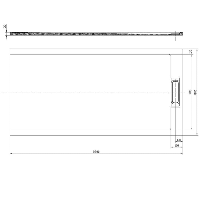 Scudo Azura Slate Rectangular Shower Tray with Integrated Waste - Matt White