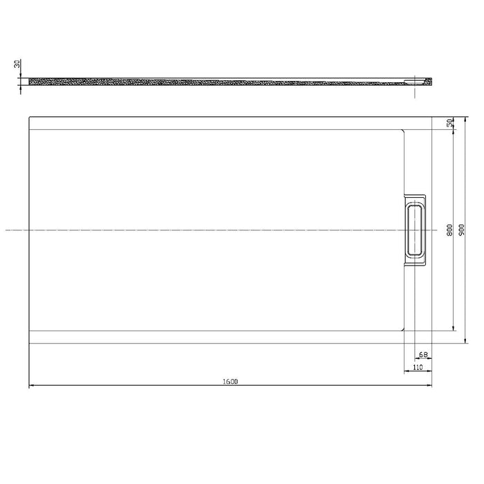 Scudo Azura Slate Rectangular Shower Tray with Integrated Waste - Matt White