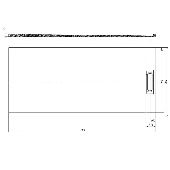 Scudo Azura Slate Rectangular Shower Tray with Integrated Waste - Matt White