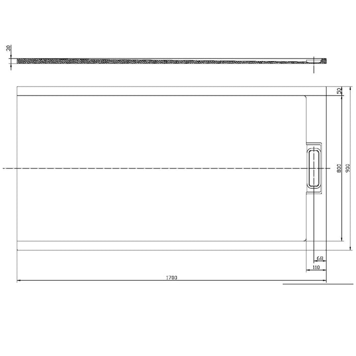 Scudo Azura Slate Rectangular Shower Tray with Integrated Waste - Matt White