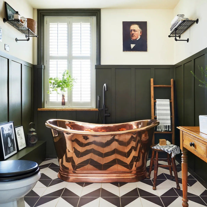 BC Designs Copper Boat Double Ended Roll Top Freestanding Bath