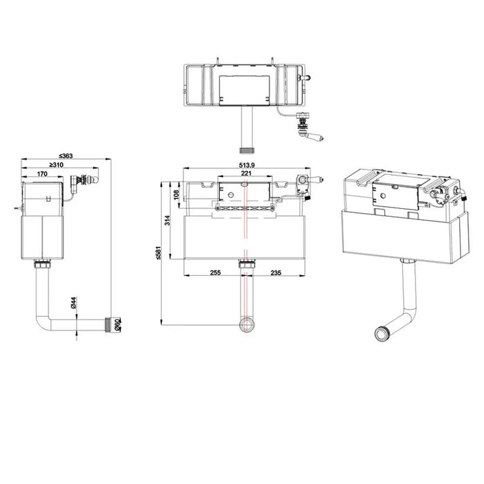 Burlington Front/Top Access Concealed Cistern with Lever Flush