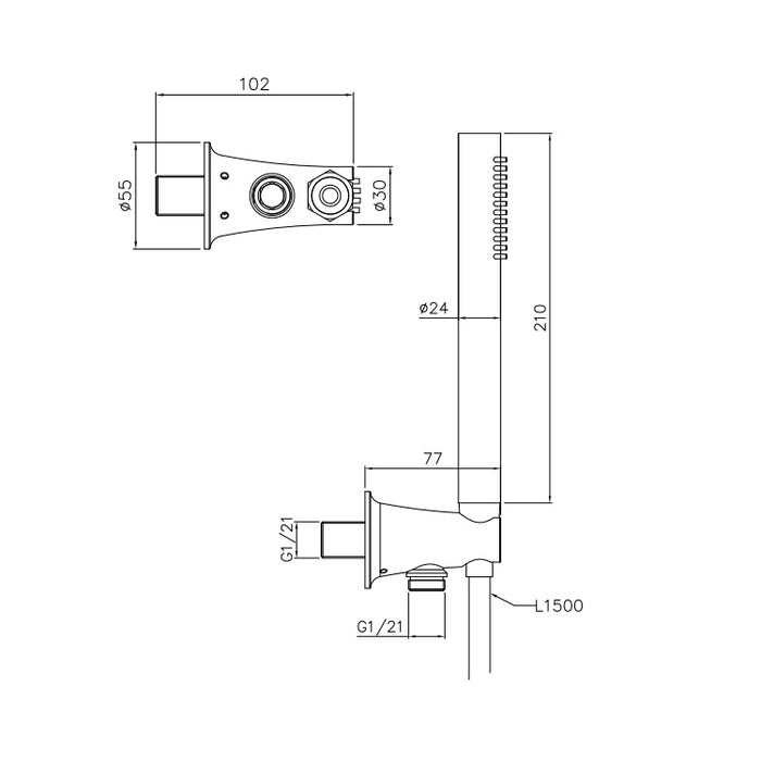 Burlington Strand Shower Handset with Wall Outlet and Hose