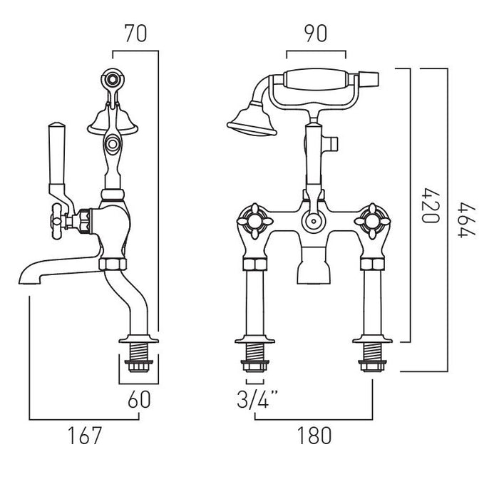 Vado Axbridge Bath Shower Mixer Tap With Shower Kit