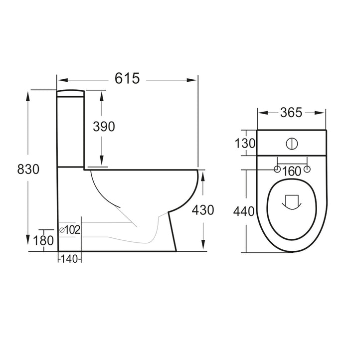Scudo Belini Rimless Closed Back Close Coupled Toilet with Soft Close Seat