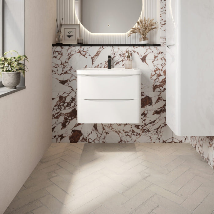 Scudo Bella 2 Drawer Wall Hung Vanity Unit with Ceramic Basin