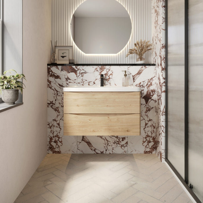 Scudo Bella 2 Drawer Wall Hung Vanity Unit with Ceramic Basin