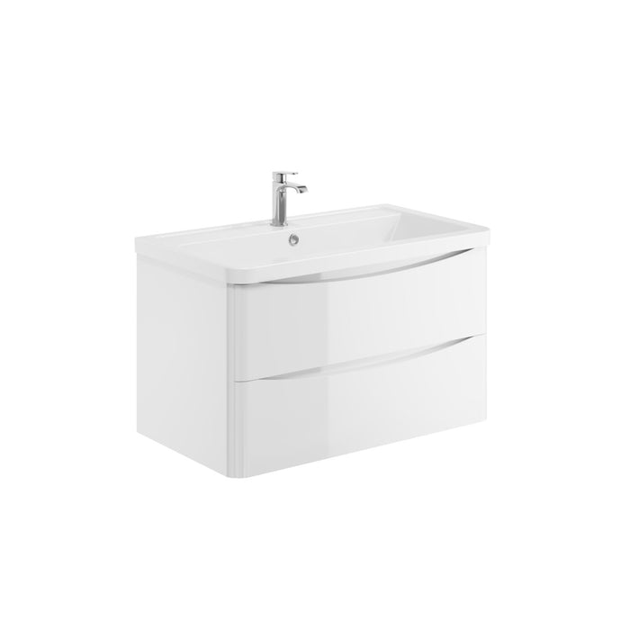Scudo Bella 2 Drawer Wall Hung Vanity Unit with Ceramic Basin