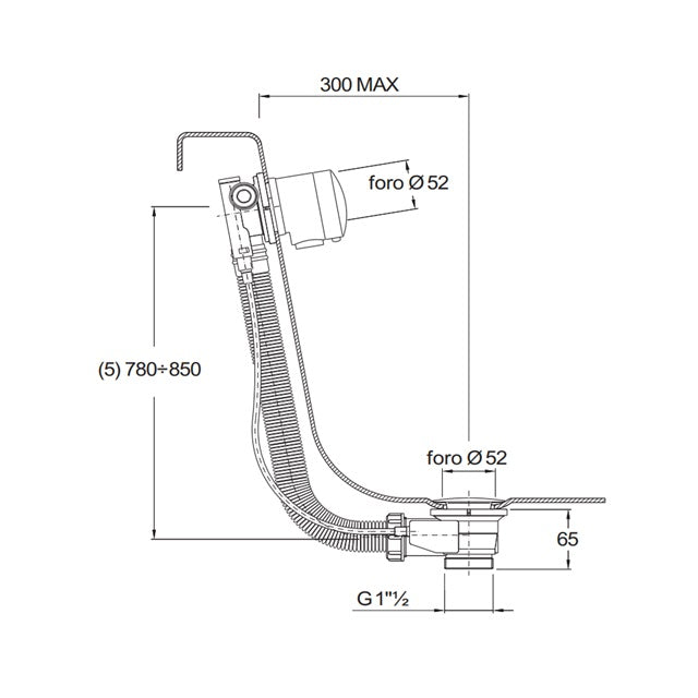 Crosswater 900mm Bath Filler With Extended Pop Up Waste - Chrome
