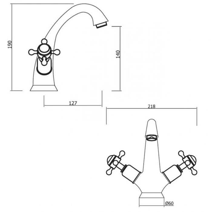 Crosswater Belgravia Crosshead High neck Monobloc Basin Mixer Tap - Chrome