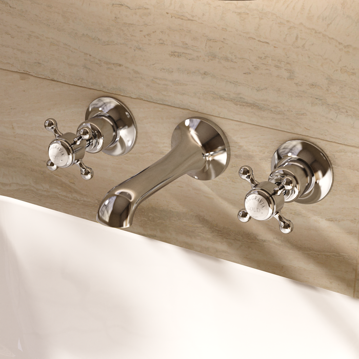 Crosswater Belgravia Crosshead 3 Tap Hole Wall Mounted Basin Mixer Tap