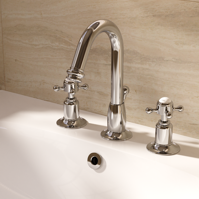 Crosswater Belgravia 3 Hole Crosshead Basin Mixer Tap - Chrome