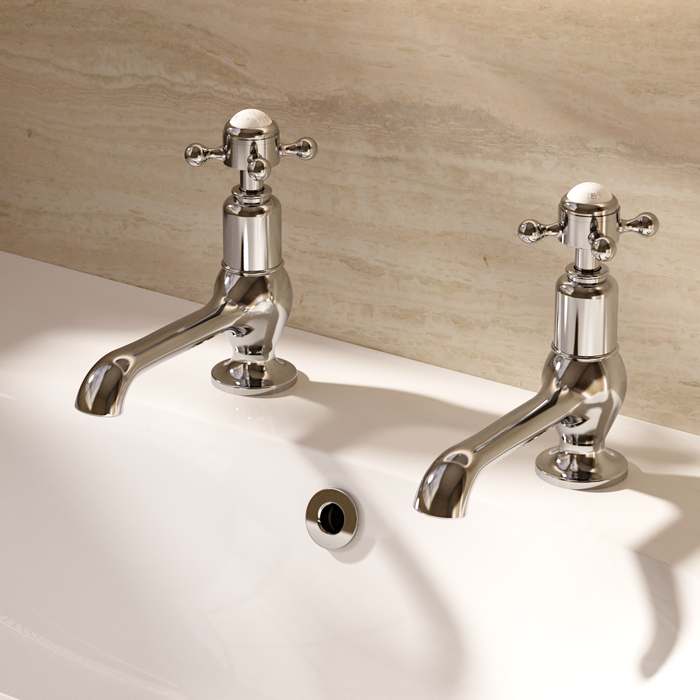 Crosswater Belgravia Crosshead Cloakroom Long Nose Basin Pillar Taps - Chrome