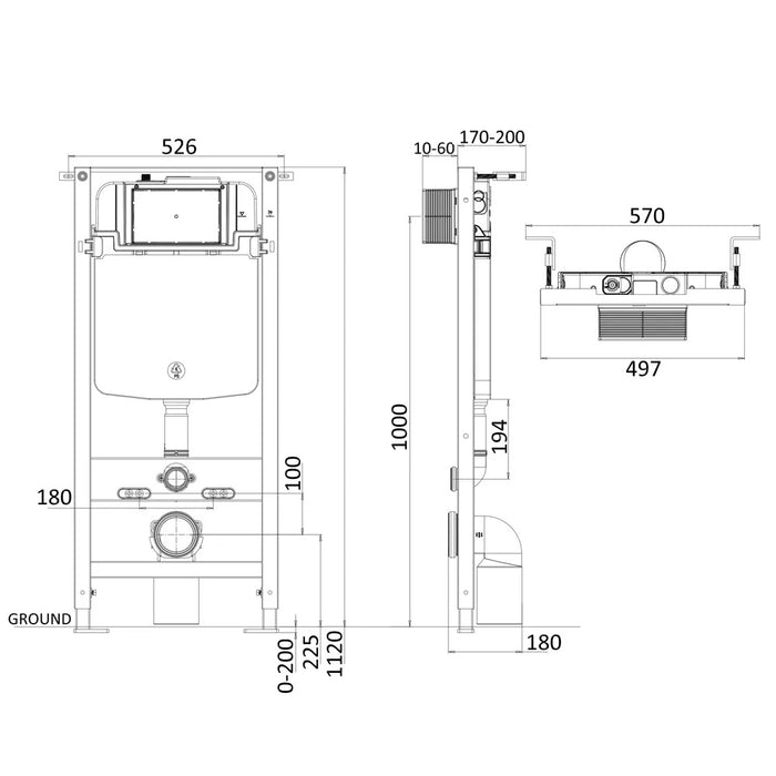 Crosswater Belgravia Slim 1120mm Concealed Cistern Toilet Frame Set 4