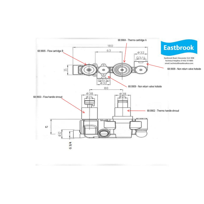 Eastbrook Concealed Shower Valve With Round Shower Head And Arm - Chrome
