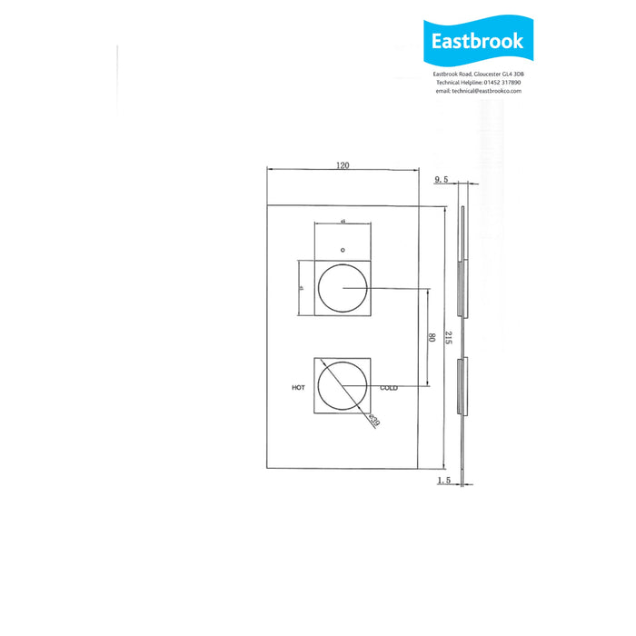 Eastbrook Concealed Shower Valve With Square Shower Head And Arm - Chrome