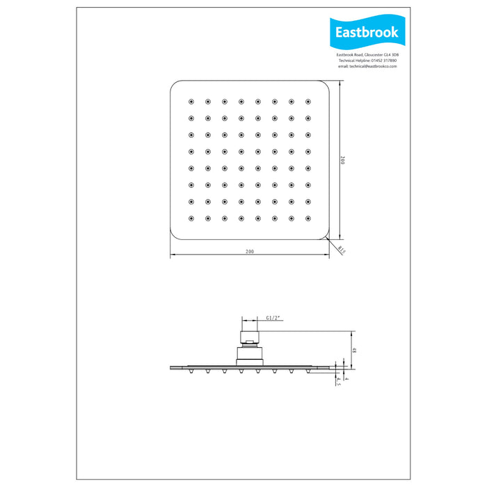 Eastbrook Concealed Shower Valve With Square Shower Head And Arm - Chrome