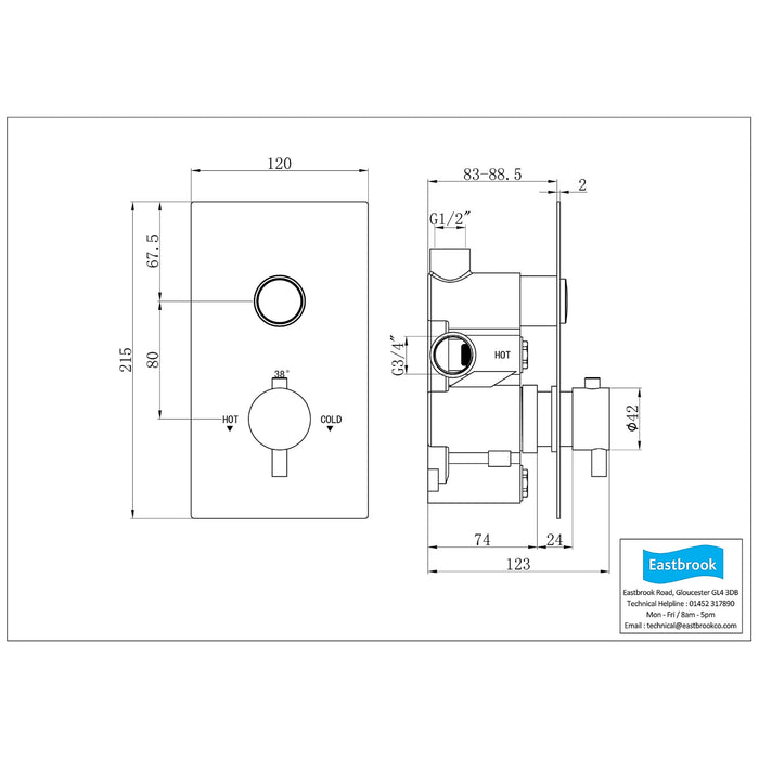 Eastbrook Concealed Shower Valve With Round Slide Rail Shower Kit - Chrome