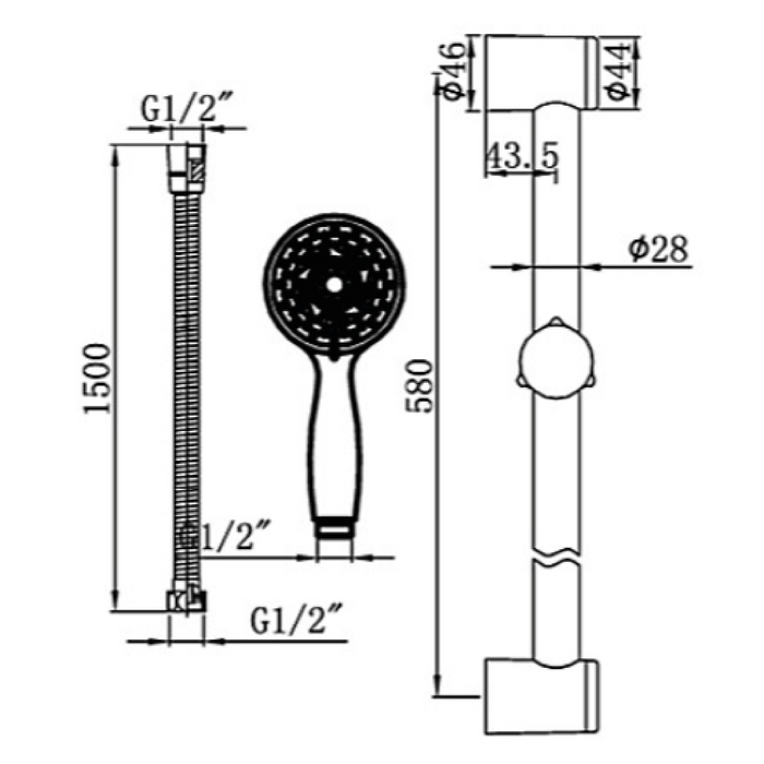 Eastbrook Concealed Shower Valve With Round Slide Rail Shower Kit - Chrome