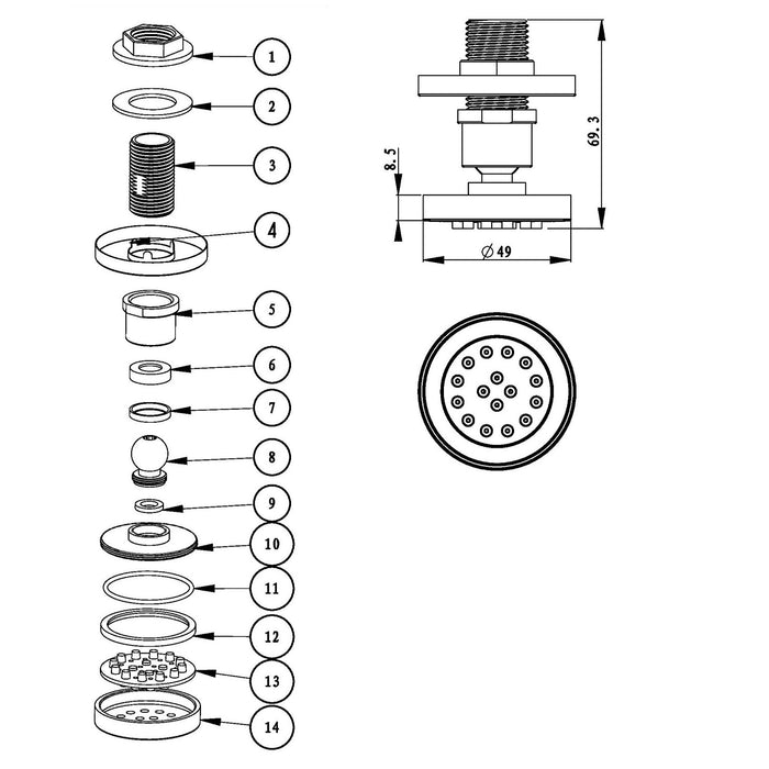 Eastbrook Concealed Shower Valve With Round Shower Head, Body Jets And Shower Arm - Chrome