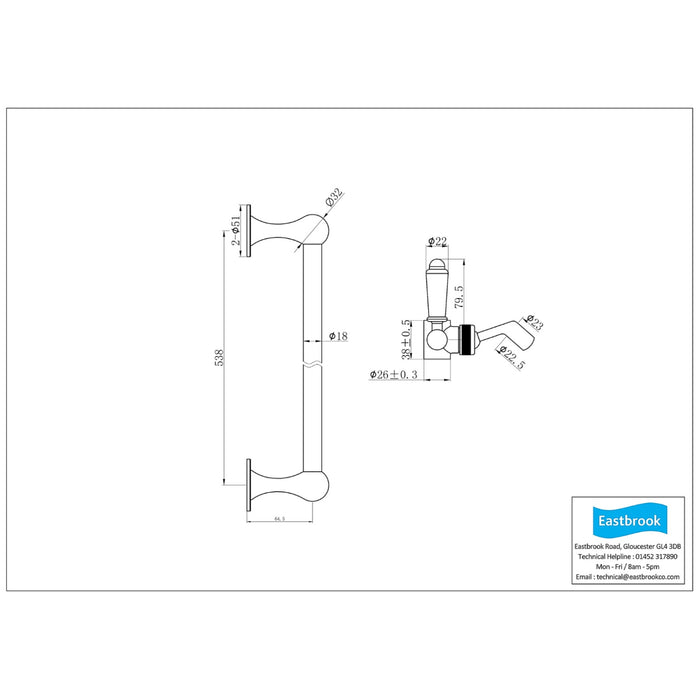 Eastbrook Concealed Shower Valve With Round Shower Head, Swivel Arm, Outlet Elbow And Handset - Chrome