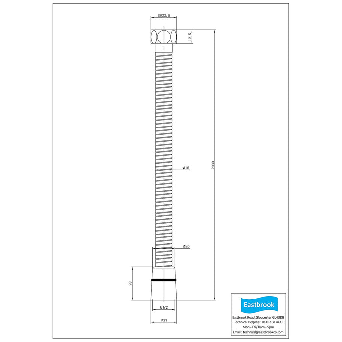 Eastbrook Vertical Exposed Shower Valve With Round Handset, Hose And Holder - Chrome