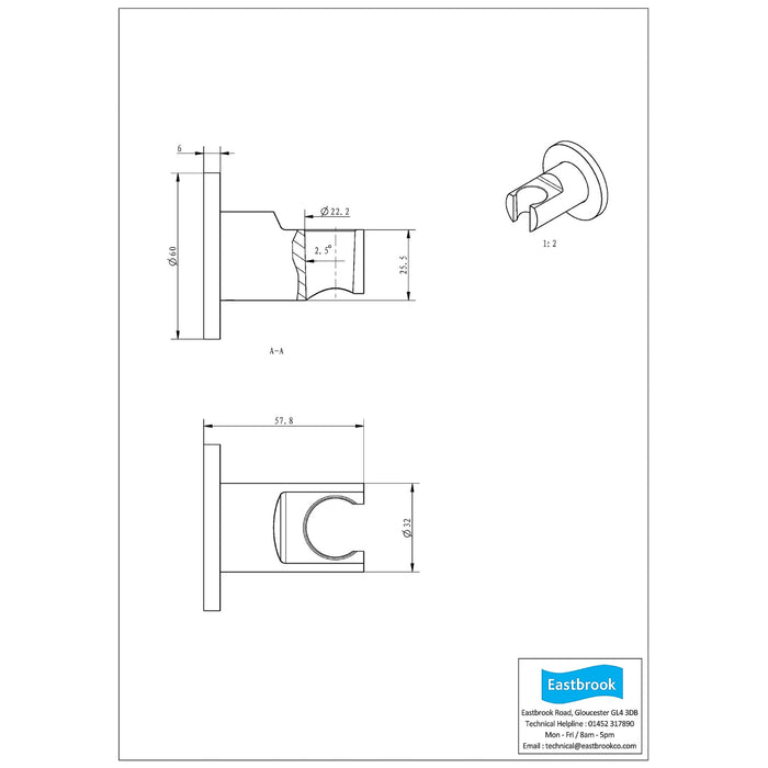 Eastbrook Vertical Exposed Shower Valve With Round Handset, Hose And Holder - Chrome