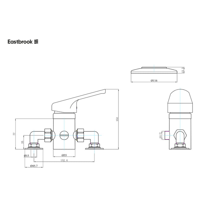 Eastbrook Concealed Manual Shower Valve With Round Shower Handset, Hose, Outlet ElbowAnd Shower Holder - Chrome