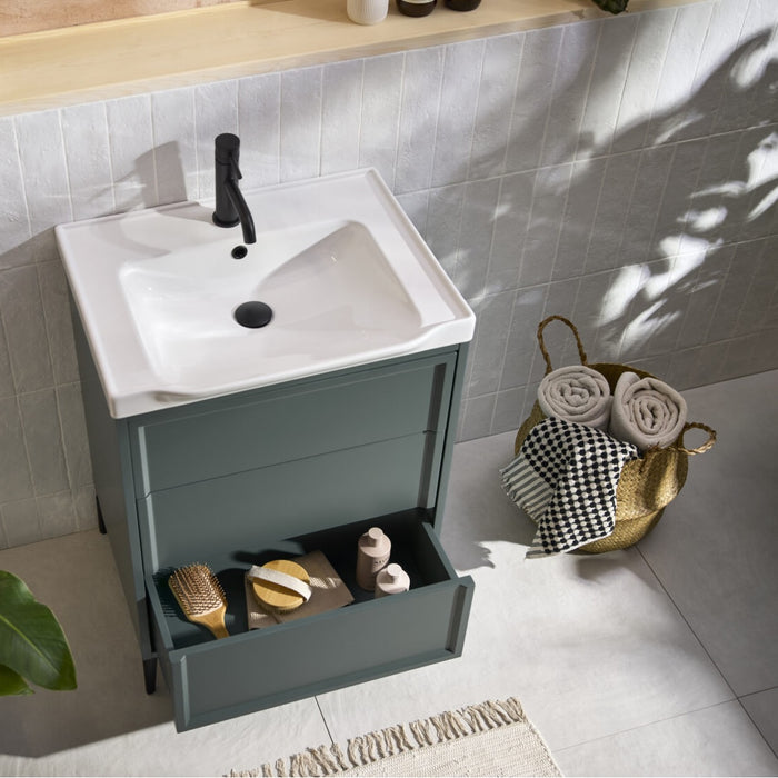 Scudo Bota 3 Drawer Floorstanding Vanity Unit with Leg Set & Basin