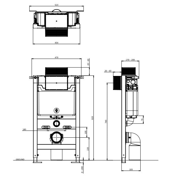 Britton Venue 820mm Toilet Frame Set