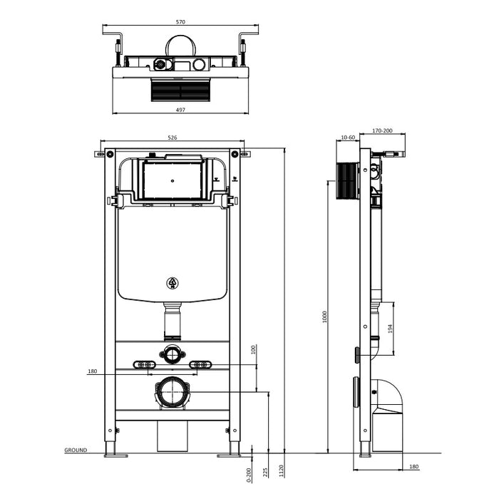 Britton Venue 1120mm Toilet Frame Set