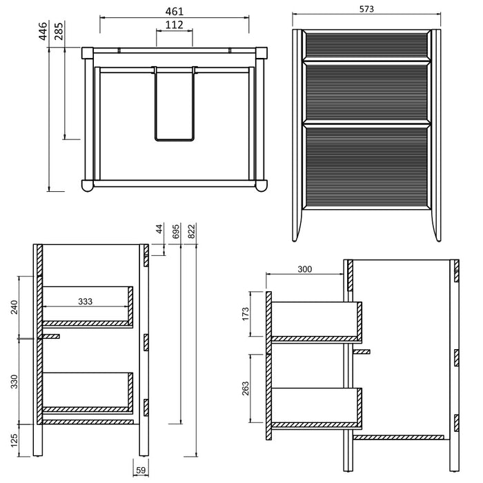 Burlington Strand 600mm 2 Drawer Floorstanding Vanity Unit with Ceramic Basin & Handles