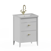 Burlington Strand 600mm 2 Drawer Floorstanding Vanity Unit with Ceramic Basin & Handles