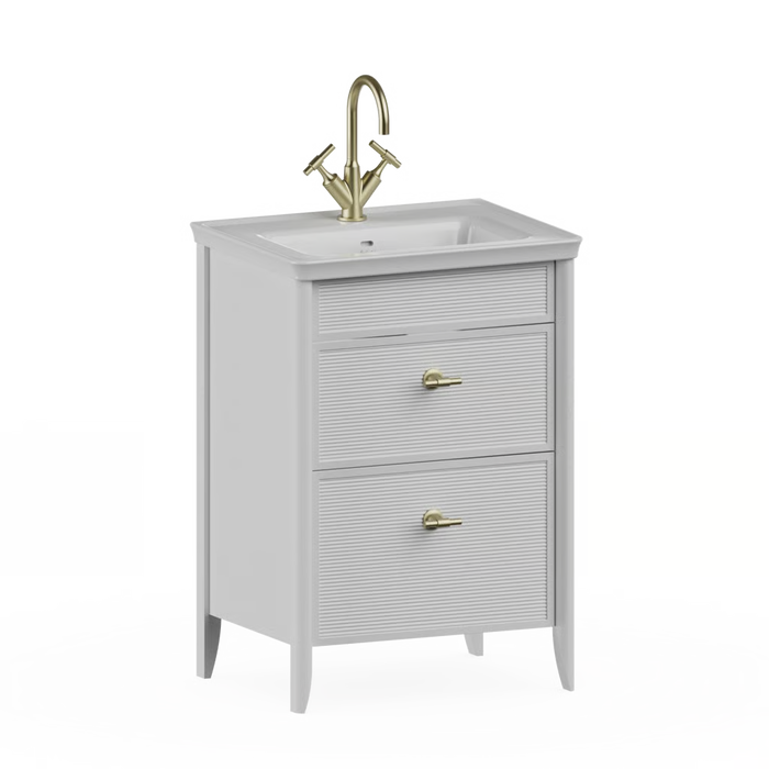 Burlington Strand 600mm 2 Drawer Floorstanding Vanity Unit with Ceramic Basin & Handles