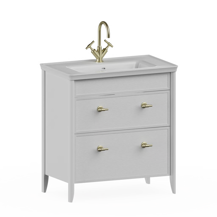 Burlington Strand 800mm 2 Drawer Floorstanding Vanity Unit with Ceramic Basin & Handles