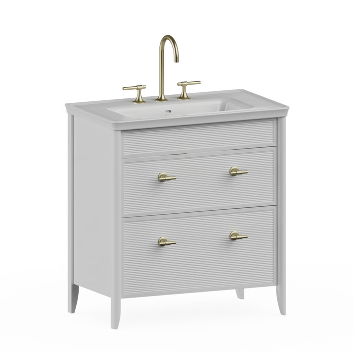 Burlington Strand 800mm 2 Drawer Floorstanding Vanity Unit with Ceramic Basin & Handles