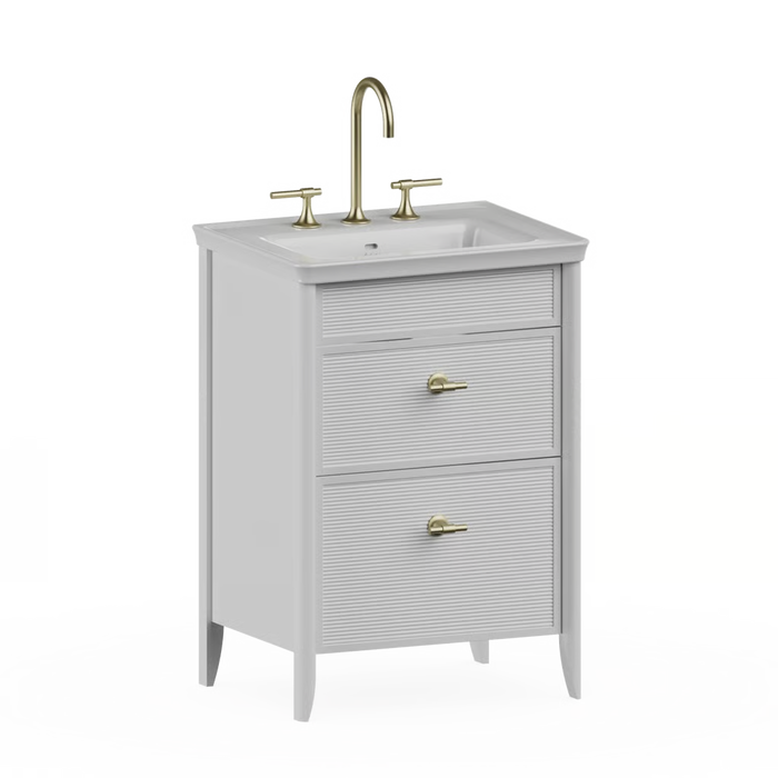 Burlington Strand 600mm 2 Drawer Floorstanding Vanity Unit with Ceramic Basin & Handles