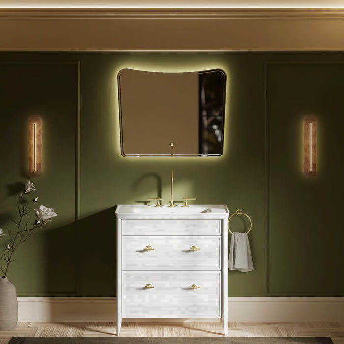 Burlington Strand 800mm 2 Drawer Floorstanding Vanity Unit with Ceramic Basin & Handles