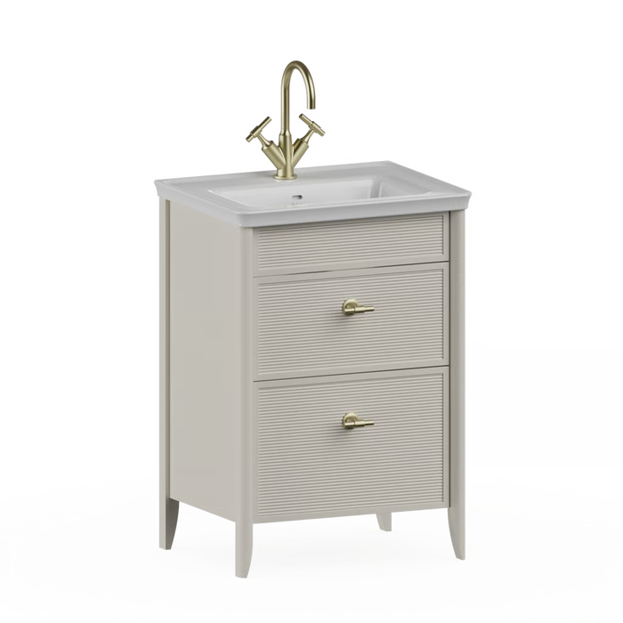 Burlington Strand 600mm 2 Drawer Floorstanding Vanity Unit with Ceramic Basin & Handles