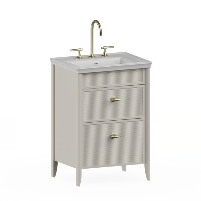 Burlington Strand 600mm 2 Drawer Floorstanding Vanity Unit with Ceramic Basin & Handles