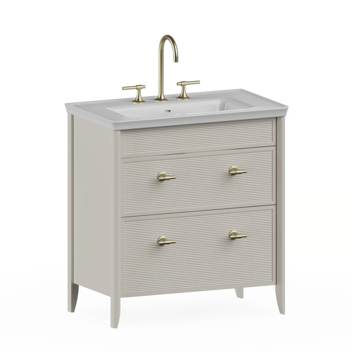 Burlington Strand 800mm 2 Drawer Floorstanding Vanity Unit with Ceramic Basin & Handles