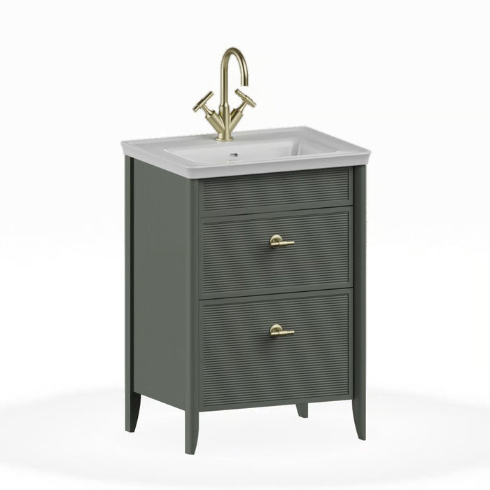 Burlington Strand 600mm 2 Drawer Floorstanding Vanity Unit with Ceramic Basin & Handles
