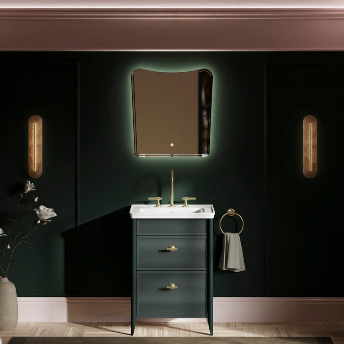 Burlington Strand 600mm 2 Drawer Floorstanding Vanity Unit with Ceramic Basin & Handles