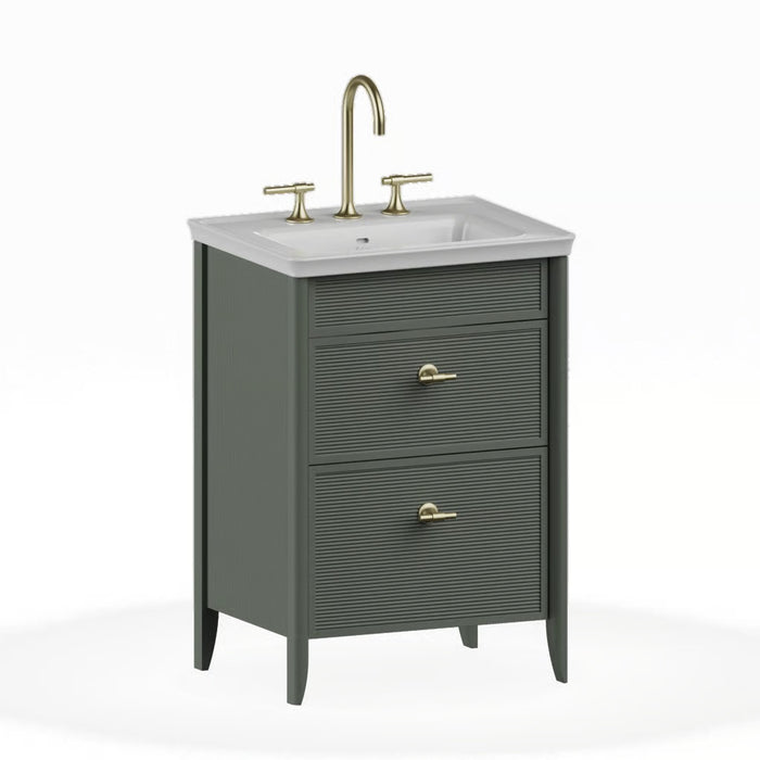 Burlington Strand 600mm 2 Drawer Floorstanding Vanity Unit with Ceramic Basin & Handles