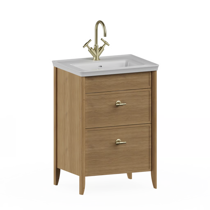 Burlington Strand 600mm 2 Drawer Floorstanding Vanity Unit with Ceramic Basin & Handles
