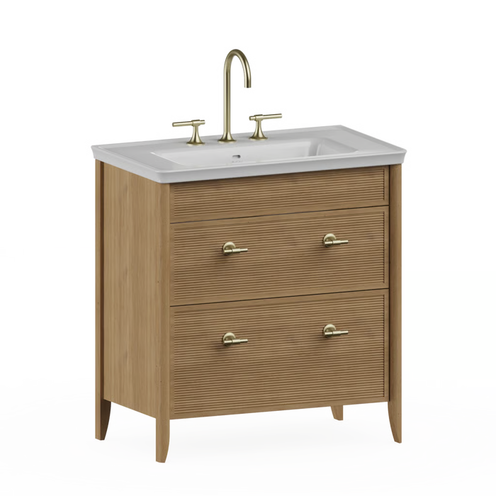 Burlington Strand 800mm 2 Drawer Floorstanding Vanity Unit with Ceramic Basin & Handles