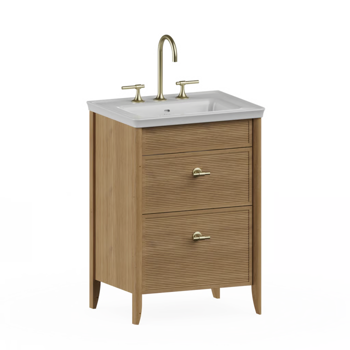 Burlington Strand 600mm 2 Drawer Floorstanding Vanity Unit with Ceramic Basin & Handles